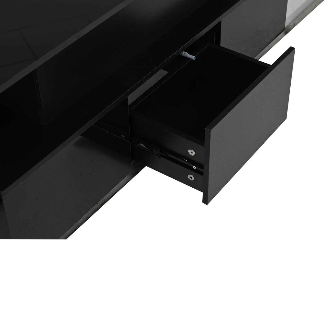 Lift top black high gloss coffee table with 4 drawers and LED lighting INFINITECASCADEE
