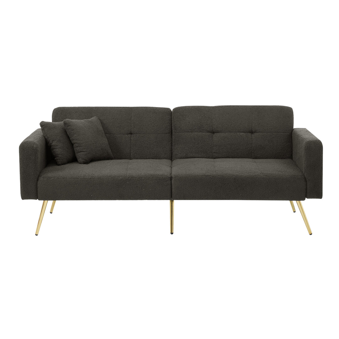 Dark gray sherpa 3-seater clic-clac sofa bed, adjustable backrest & side pocket ALDEN GREY UK