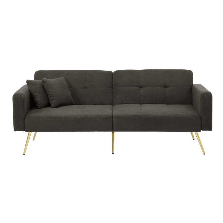 Dark gray sherpa 3-seater clic-clac sofa bed, adjustable backrest & side pocket ALDEN GREY UK