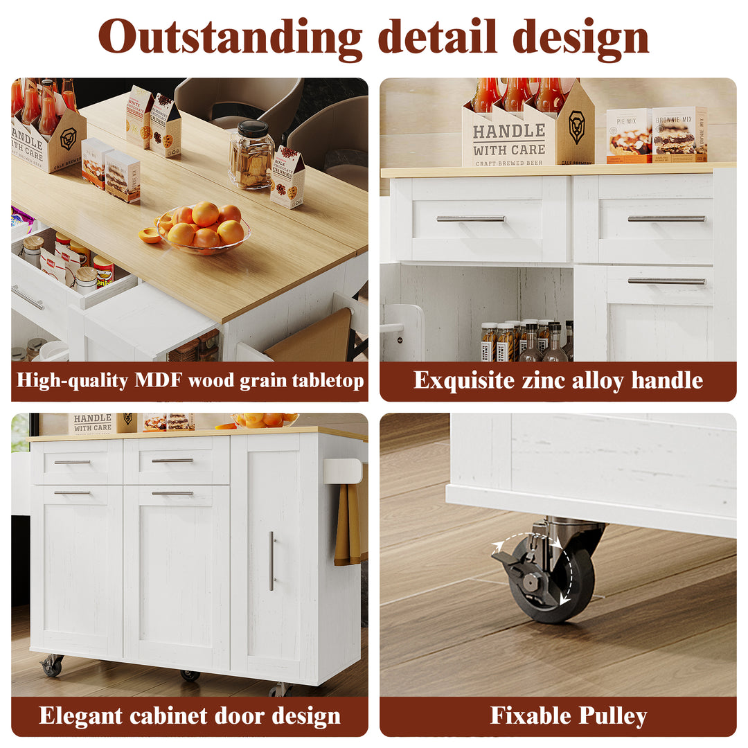 White modern foldable kitchen island trolleys BOG