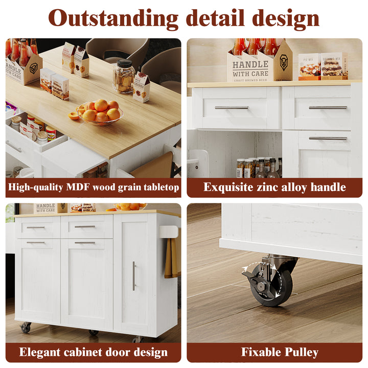 White modern foldable kitchen island trolleys BOG