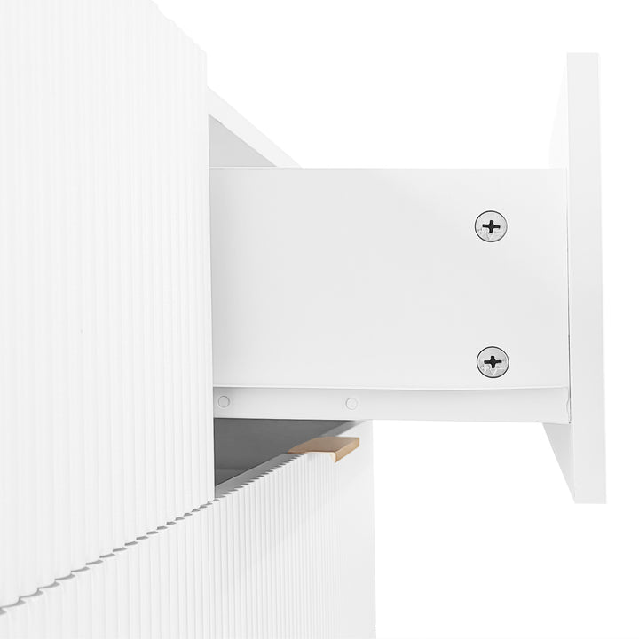 White and gold particle board storage sideboard with 6 drawers FERNGLADE UK