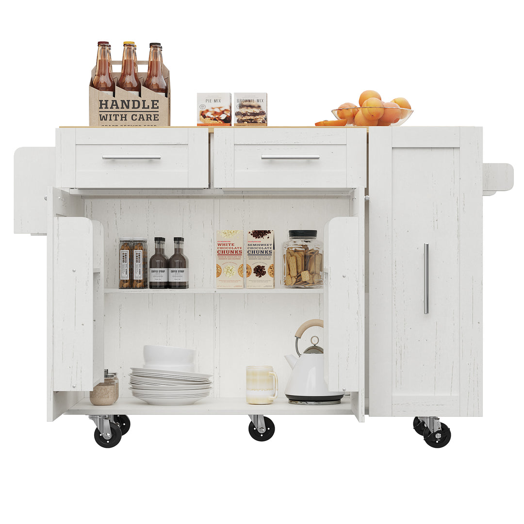 White modern foldable kitchen island trolleys BOG