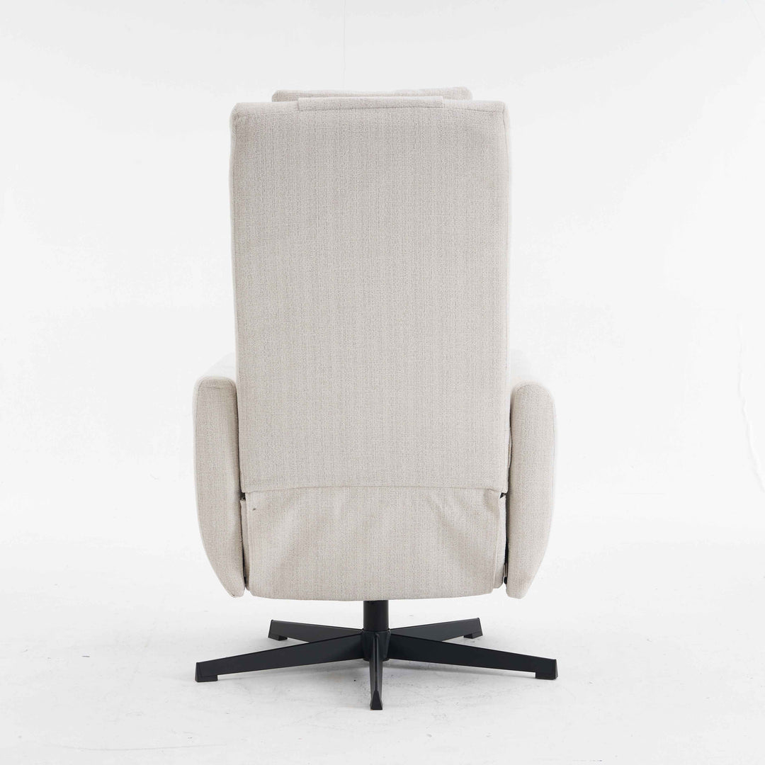 00+Recliner Chair Chenille Fabric Upholstered, Beige, Pillow Padded Seat & Footrest, Living Room Comfort NOVATHAL