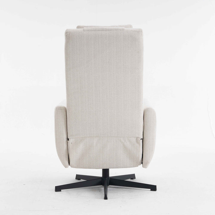 00+Recliner Chair Chenille Fabric Upholstered, Beige, Pillow Padded Seat & Footrest, Living Room Comfort NOVATHAL
