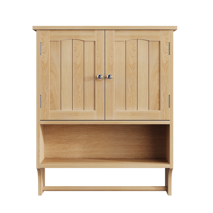 00+Wall Mounted Bathroom Cabinet 60 x 20 x 70 cm Oak with Adjustable Shelf, Towel Rail TRIWARDROBE