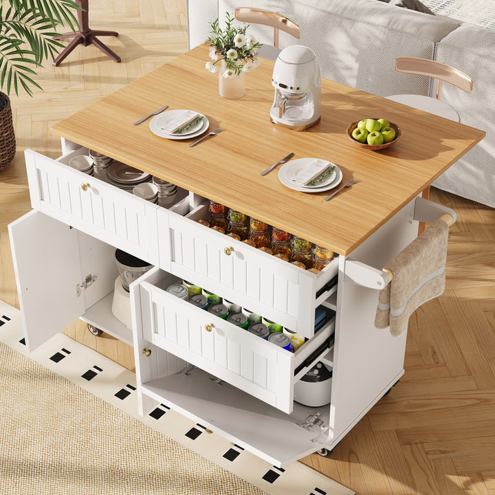 White kitchen trolley foldable top storage FROSTFIELD
