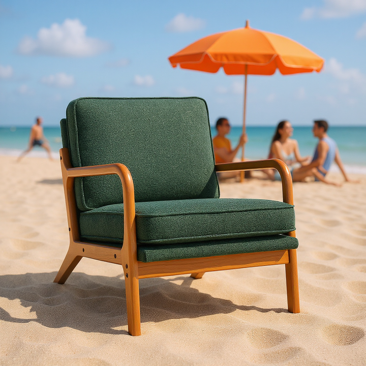 Vintage accent fabric green armchair STRAQNILS GREEN UK
