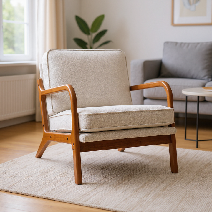 Vintage accent  fabric beige armchair STRAQNILS BEIGE UK