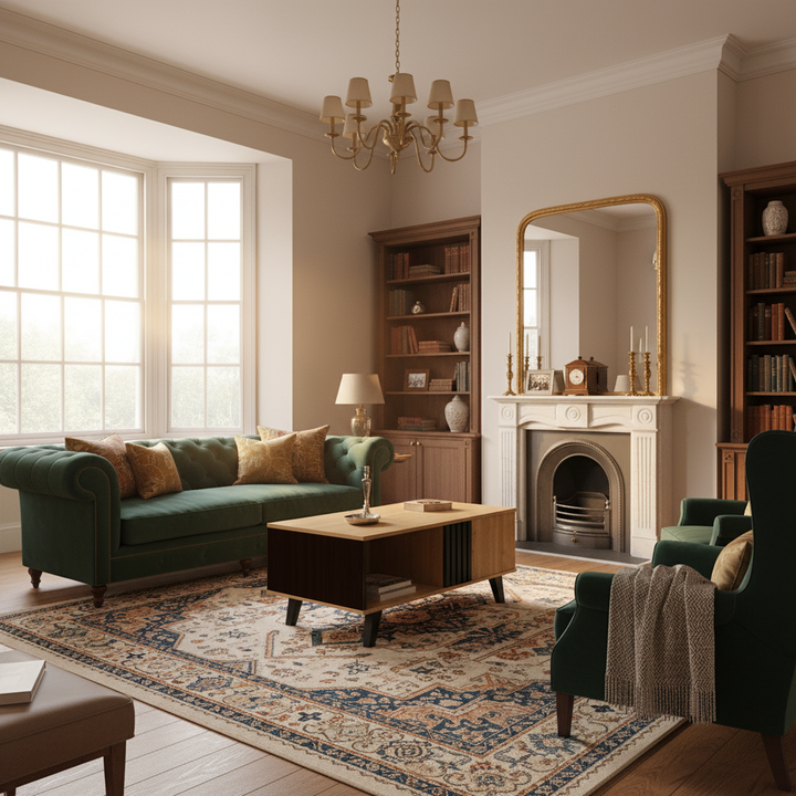 Modern wooden coffee table with black striped design, drawers & side storage WINGSEED