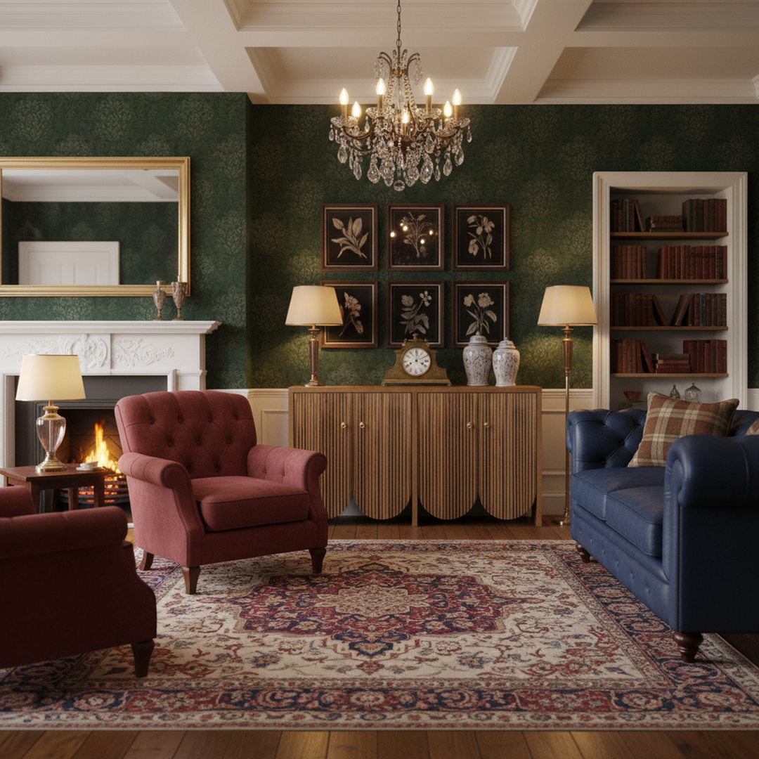 Vintage walnut look sideboard textured pattern with arched cutouts 4 doors 147×40×80cm LUNOVA