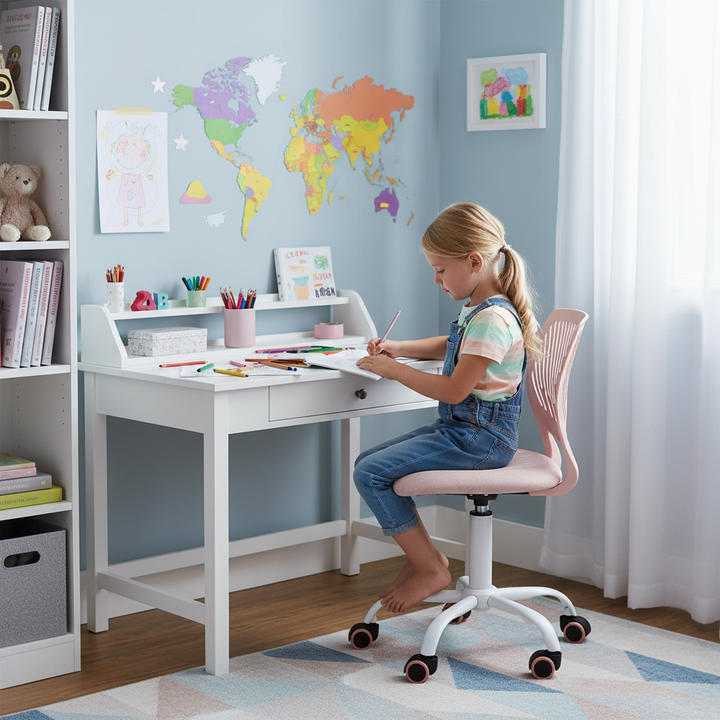 Rose swivel children desk's chair height adjustable office chair CARNATION MALMONEW PINK