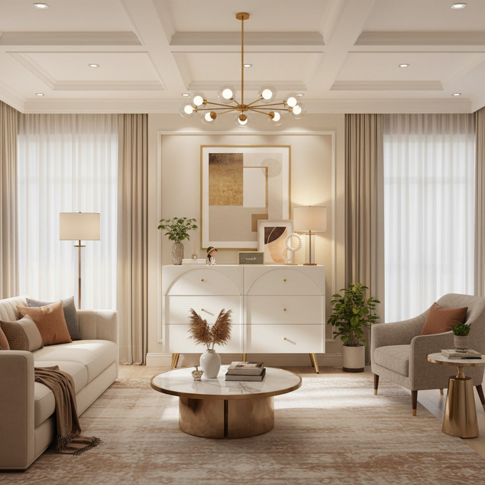 White sideboard with 6 drawers 120*40*85cm URGID UK