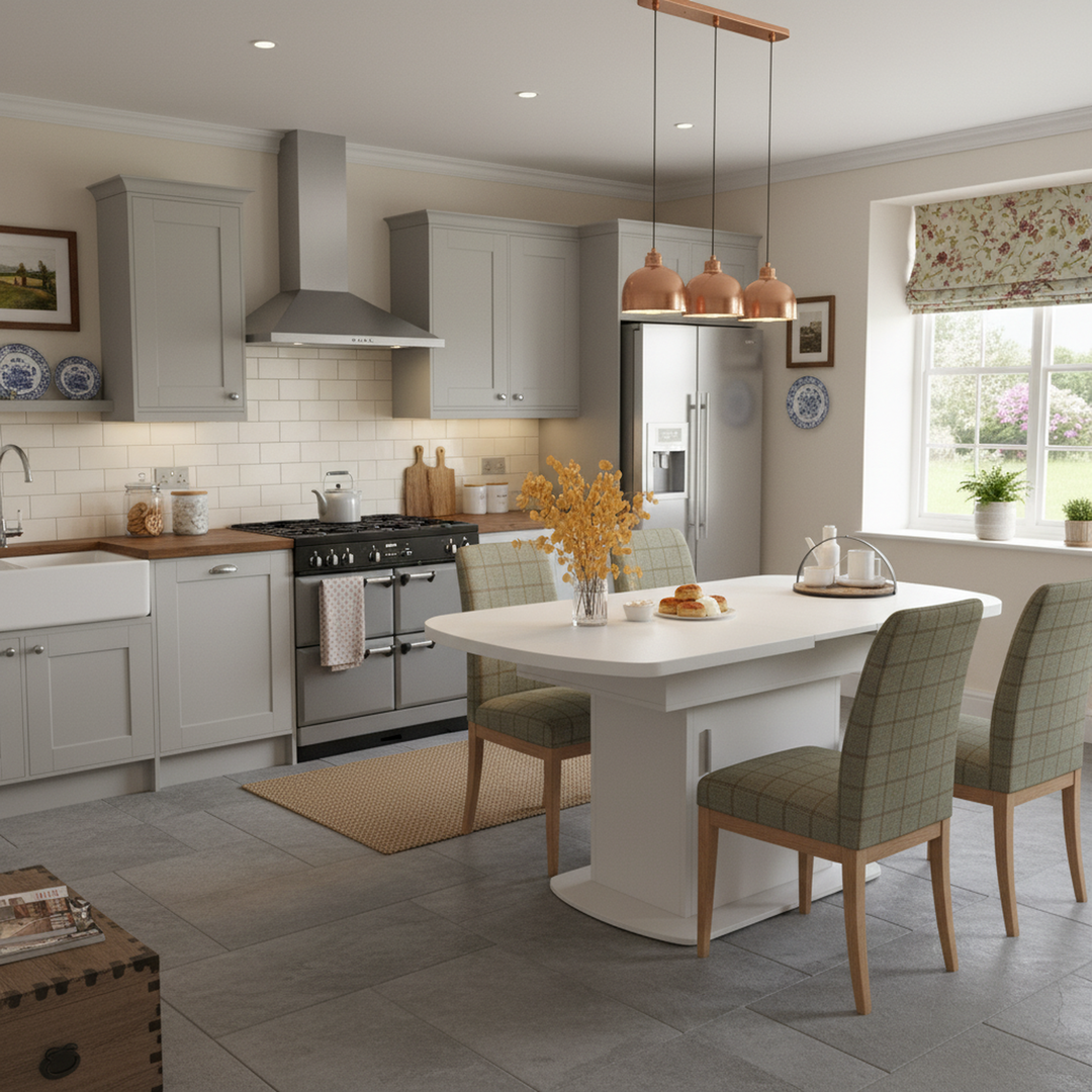 White extendable oval dining table with built-in storage 110-130×70cm SKELETAL