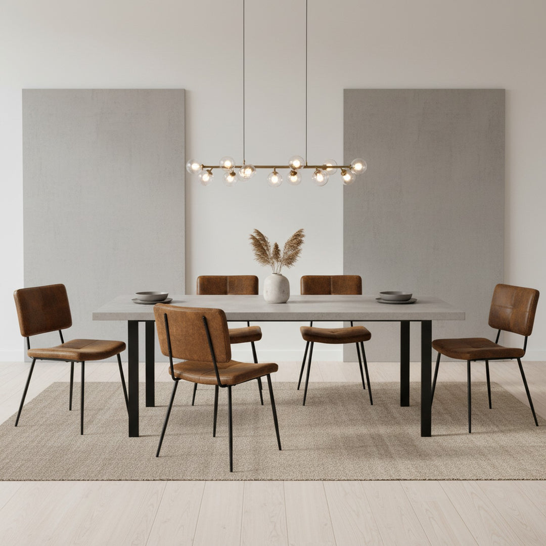 Set of 4 industrial brown suede dining chairs POMONA KD SUEDE 4PK