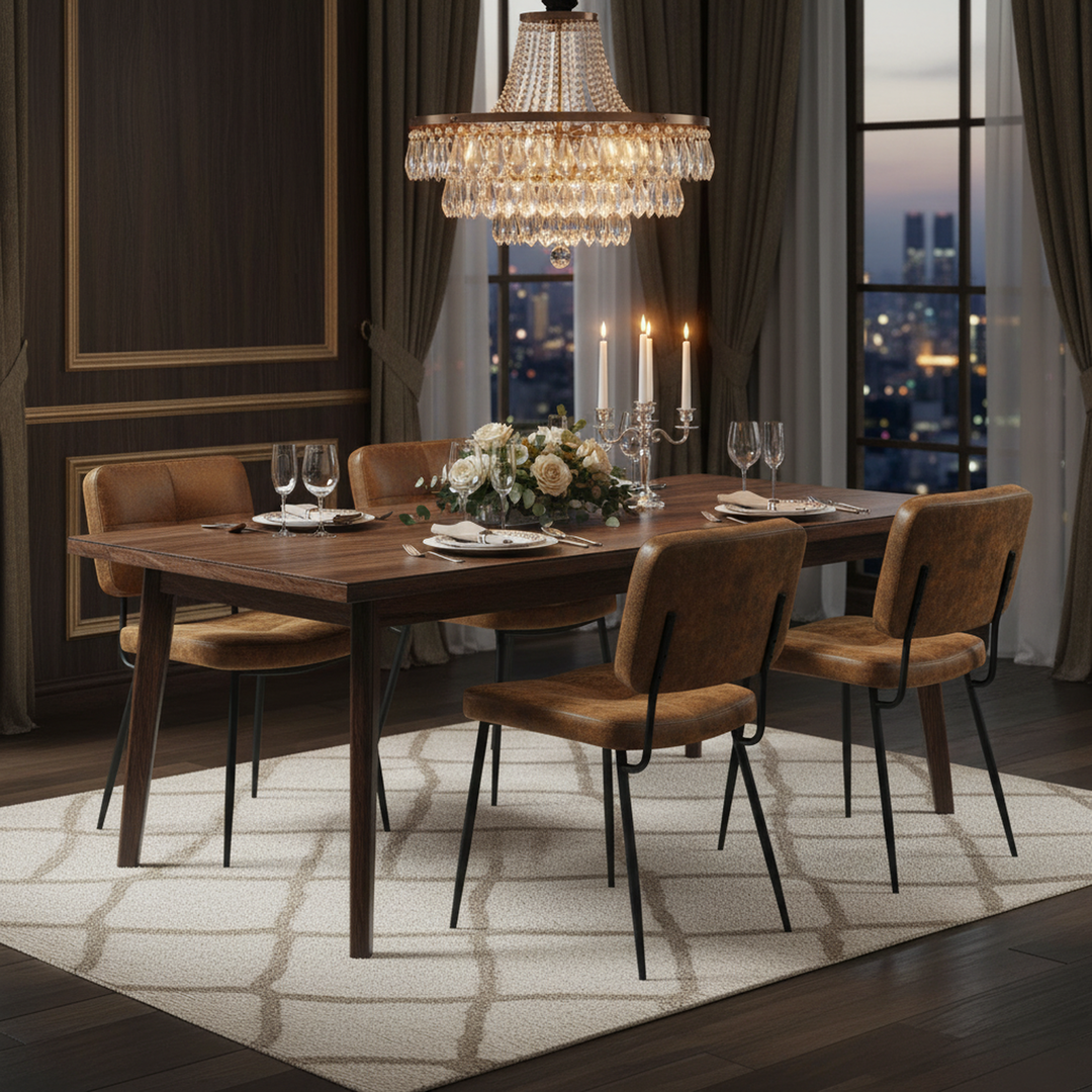 Set of 2 industrial brown suede dining chairs KAROMI SUEDE