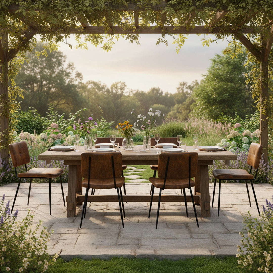 Set of 4 industrial brown suede dining chairs POMONA KD SUEDE 4PK