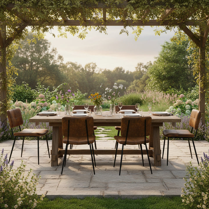 Set of 4 industrial brown suede dining chairs POMONA KD SUEDE 4PK