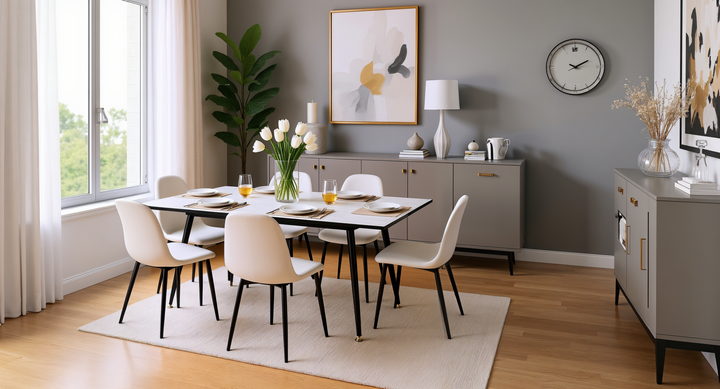 Rectangular extendable effect white marble dining table Scandinavian style gold dot feet 120-160 cm WHALEN WHITE MARBLE STRETCH TABLE BG