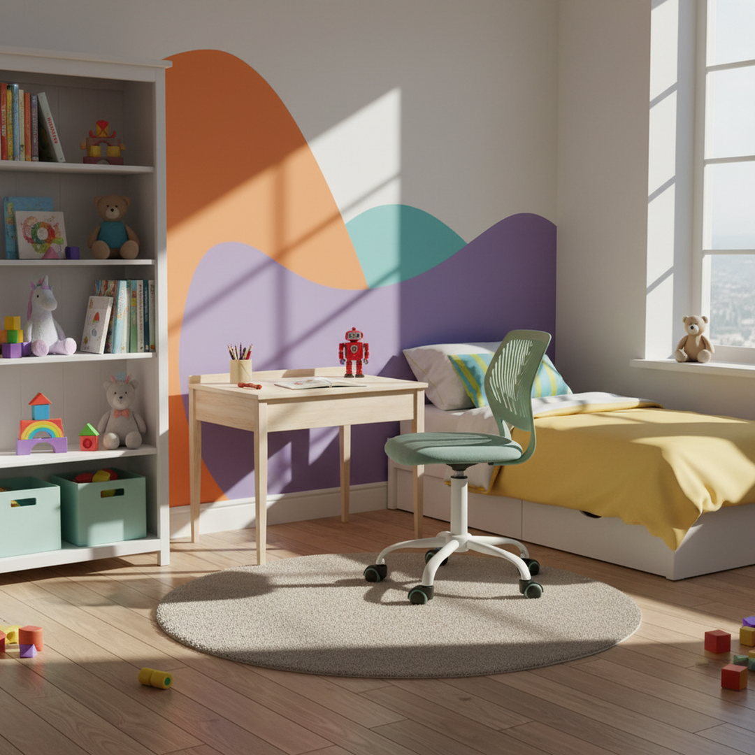 Aqua swivel children desk's chair height adjustable office chair CARNATION FABRIC AQUA