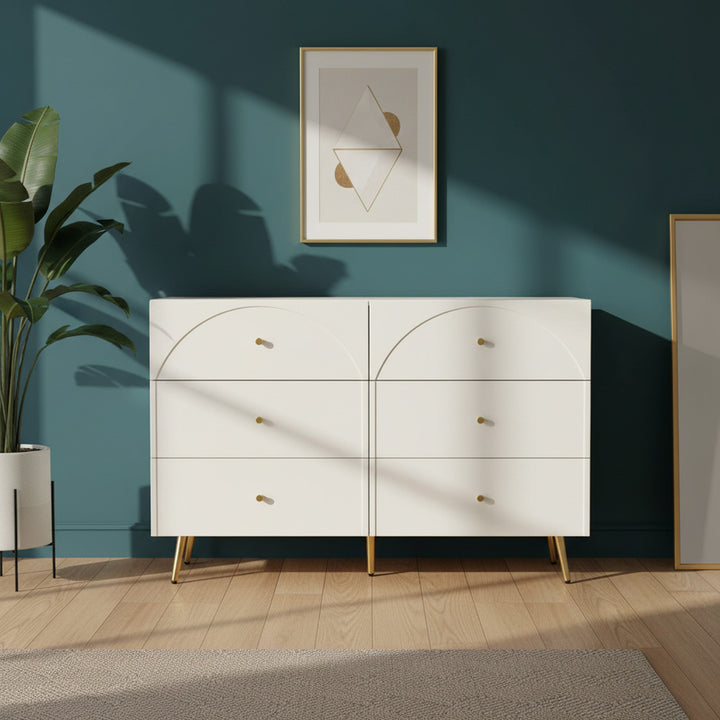 White sideboard with 6 drawers 120*40*85cm URGID UK