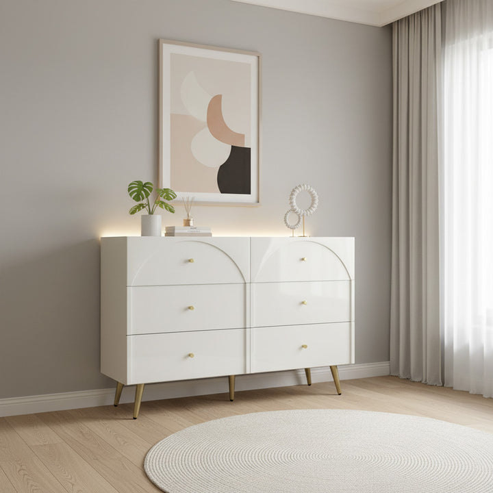 White sideboard with 6 drawers 120*40*85cm URGID UK