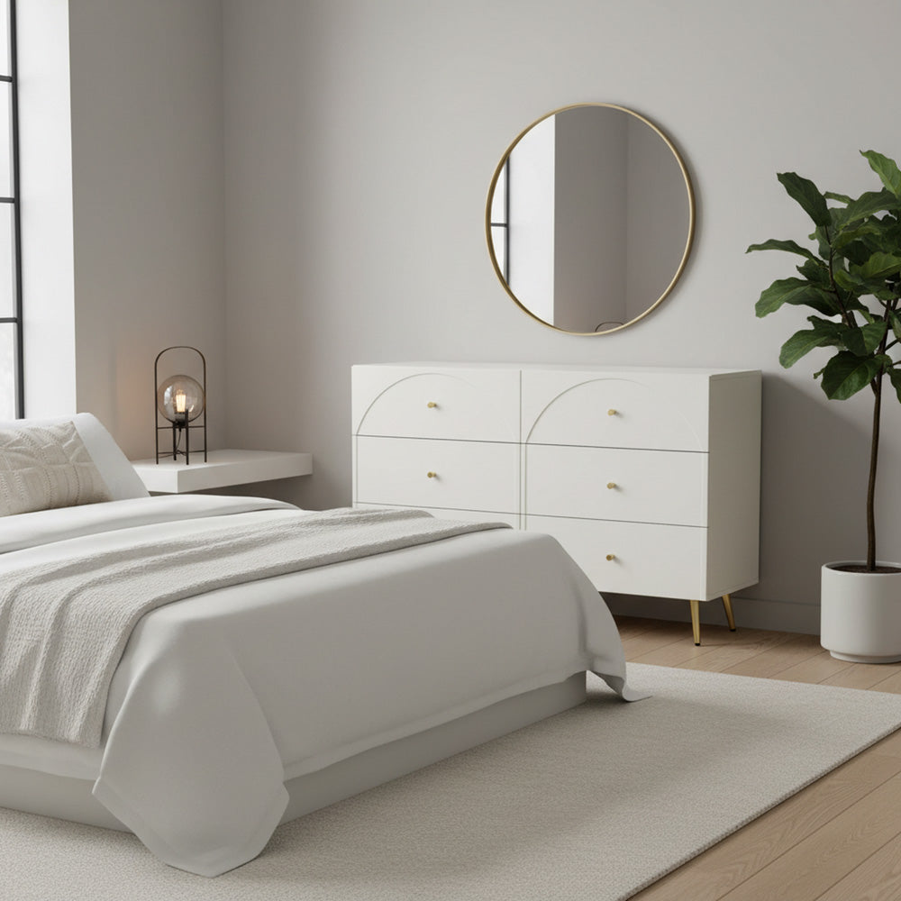 White sideboard with 6 drawers 120*40*85cm URGID UK