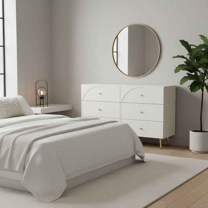 White sideboard with 6 drawers 120*40*85cm URGID UK