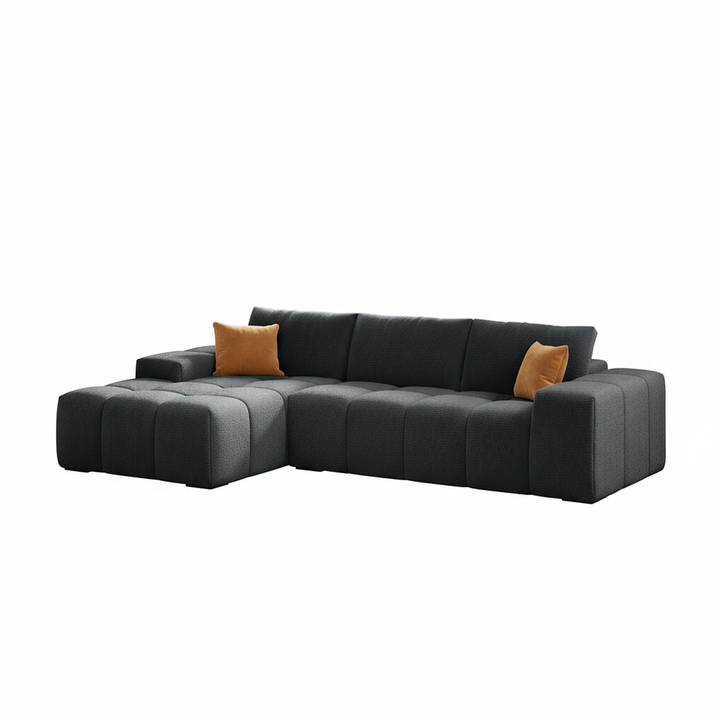 L shaped dark grey chenille sofa no assembly INFINITESOL