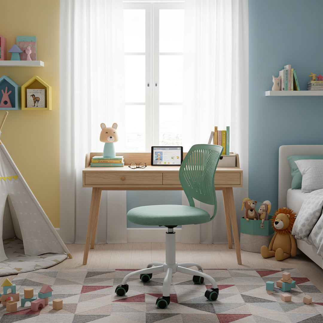 Aqua swivel children desk's chair height adjustable office chair CARNATION FABRIC AQUA