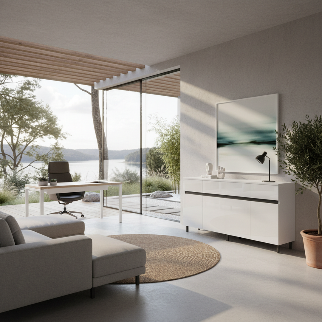 Modern high gloss white sideboard buffet 4 doors 160*40cm SPICEROUT