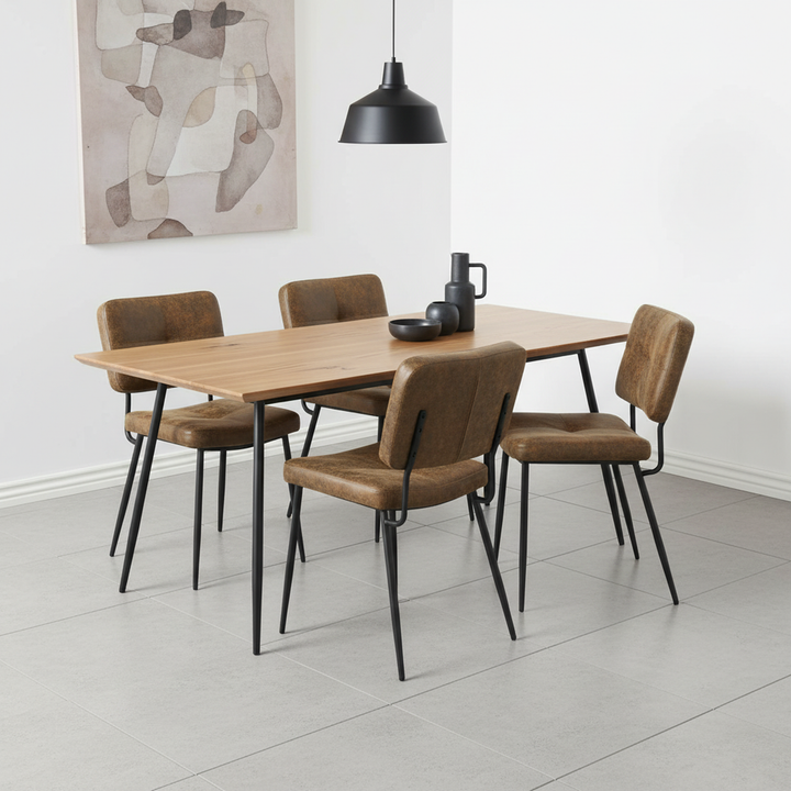 Set of 2 industrial brown suede dining chairs KAROMI SUEDE