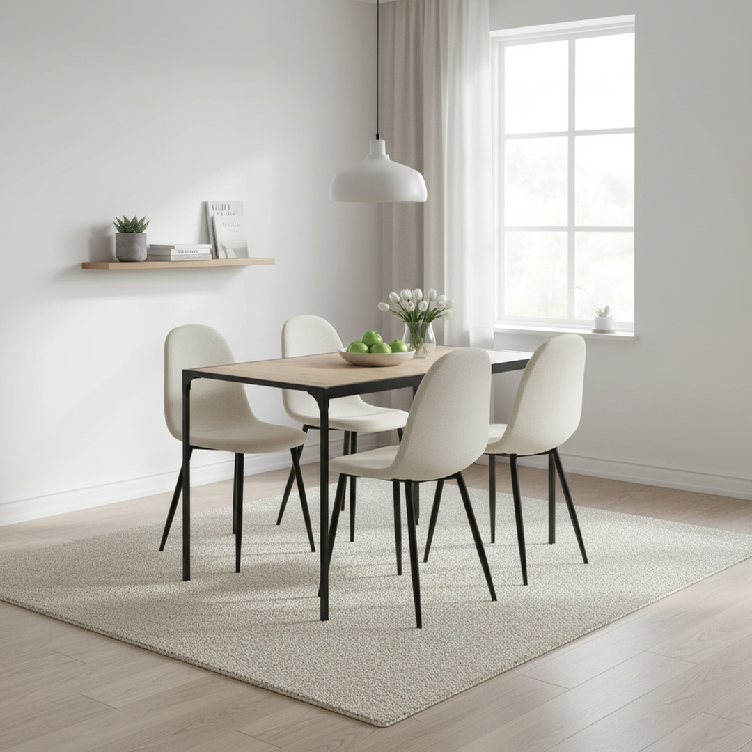 Industrial style rectangular oak effect dining table with black legs 120x75cm MILLIKEN 120 OAK