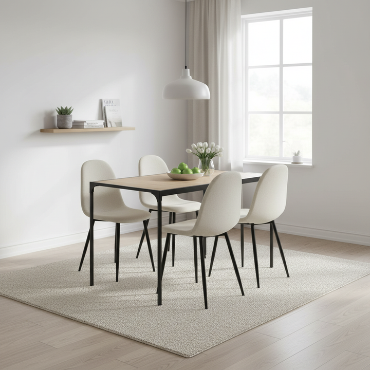 Industrial style rectangular oak effect dining table with black legs 120x75cm MILLIKEN 120 OAK