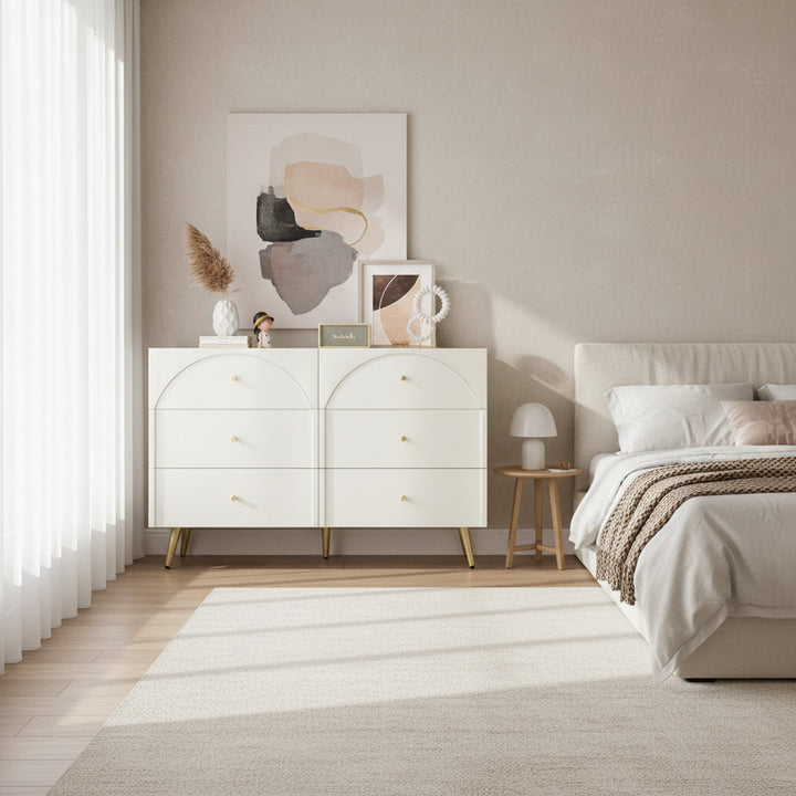 White sideboard with 6 drawers 120*40*85cm URGID UK