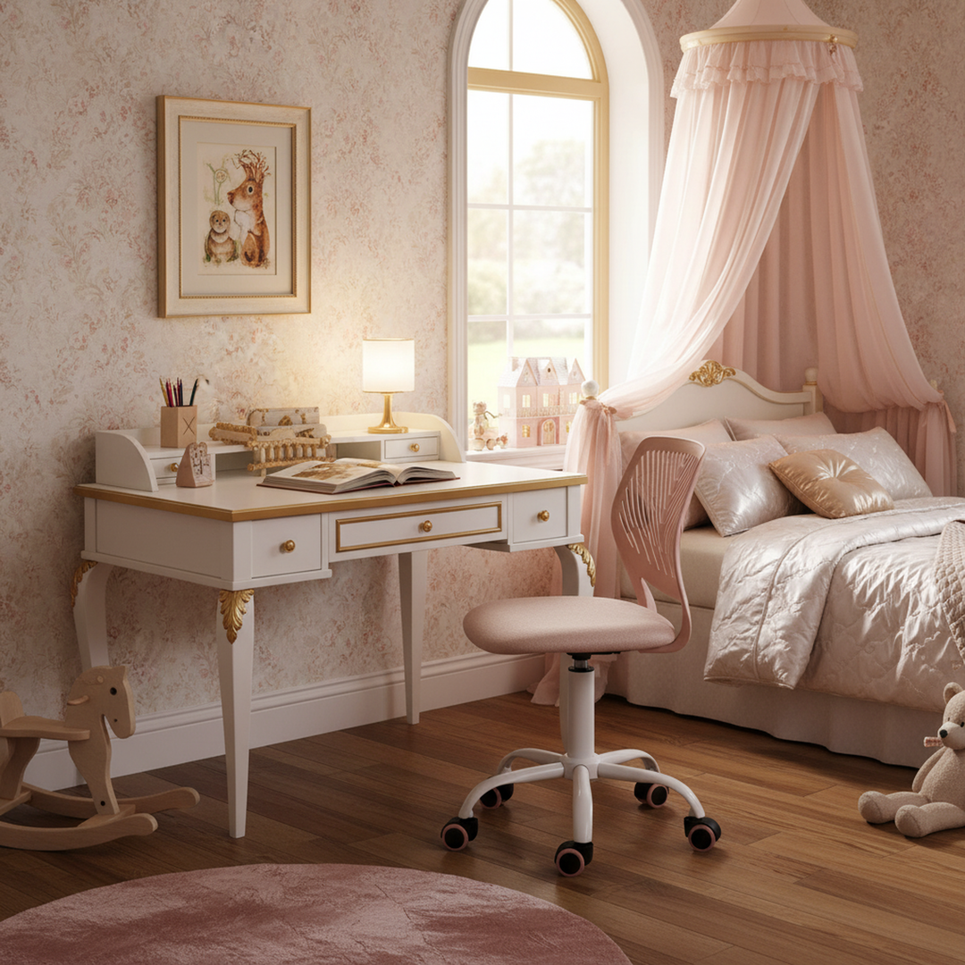 Rose swivel children desk's chair height adjustable office chair CARNATION MALMONEW PINK