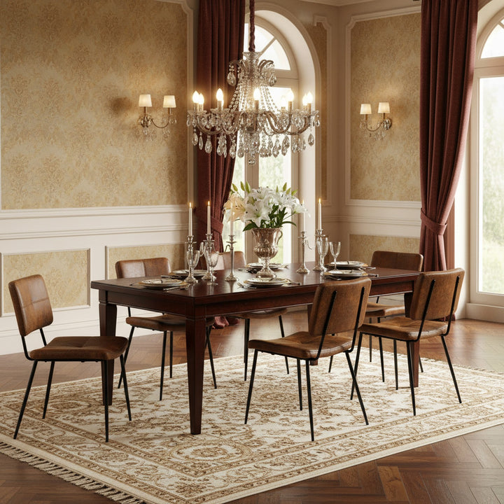 Set of 4 industrial brown suede dining chairs POMONA KD SUEDE 4PK