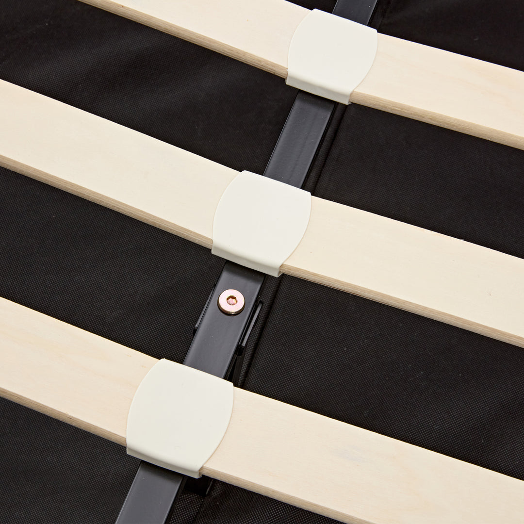 Upholstered gray Double Bed frame with LED lighting and storage space KRAIHAIKS UK