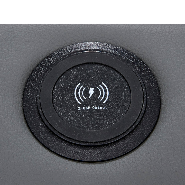 Upholstered gray Double Bed frame with LED lighting and storage space KRAIHAIKS UK