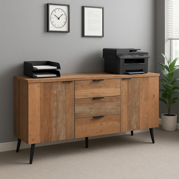 Vintage wooden sideboard 3 drawers 2 doors adjustable shelves GRANCUK UK