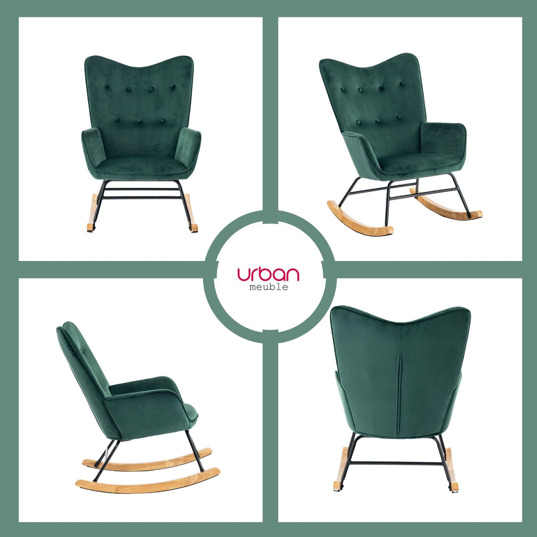 Scandinavian green velvet rocking chair EPPING SMALL VELVET GREEN
