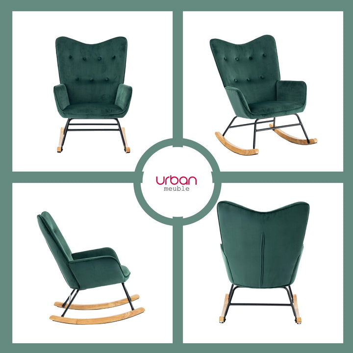 Scandinavian green velvet rocking chair EPPING SMALL VELVET GREEN