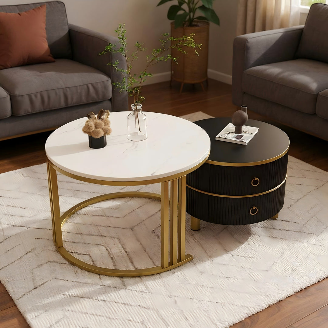 Set of 2 imitation nesting coffee tables CHOHMOI GD BLACK UK