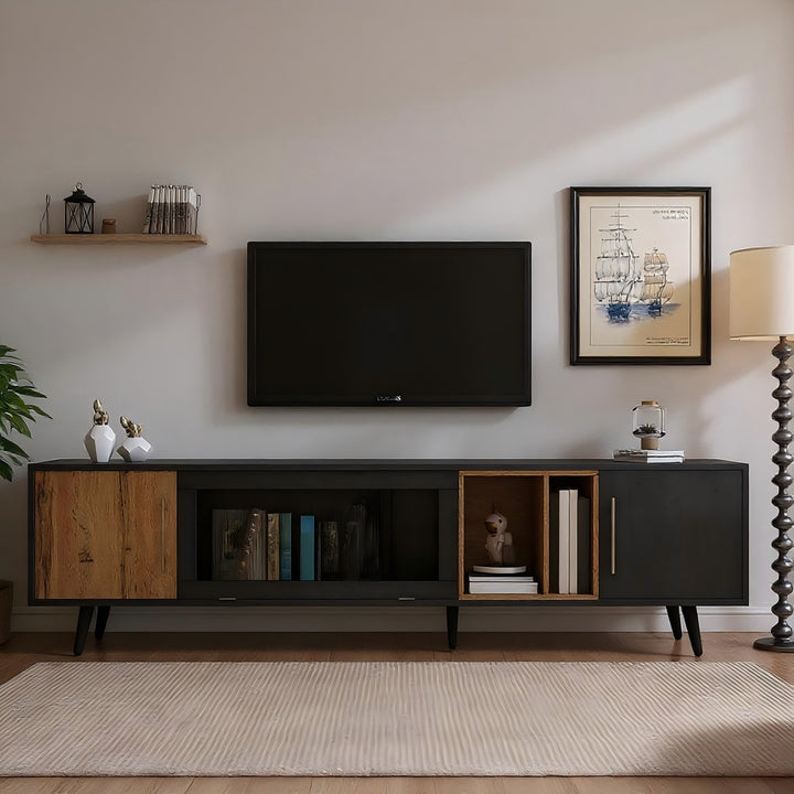 Modern elegant dark grey wooden TV stand Covuns UK