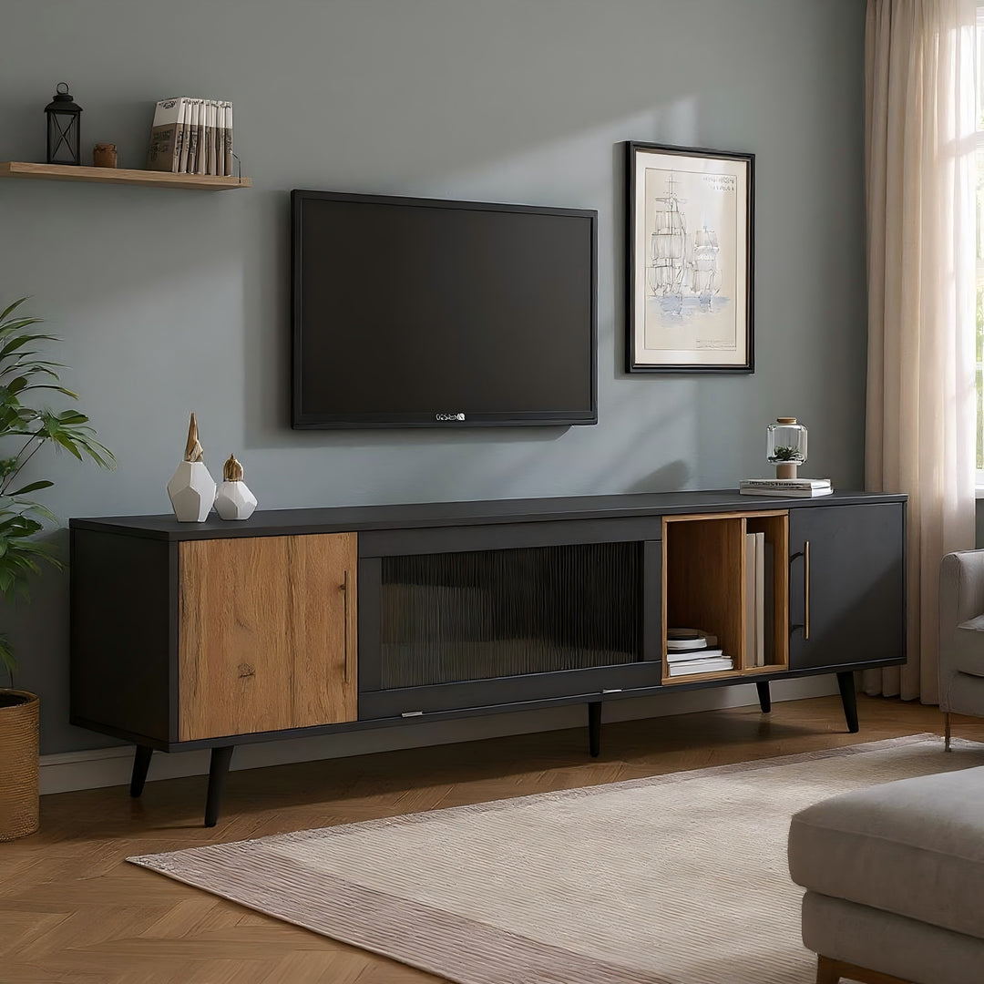 Modern elegant dark grey wooden TV stand Covuns UK