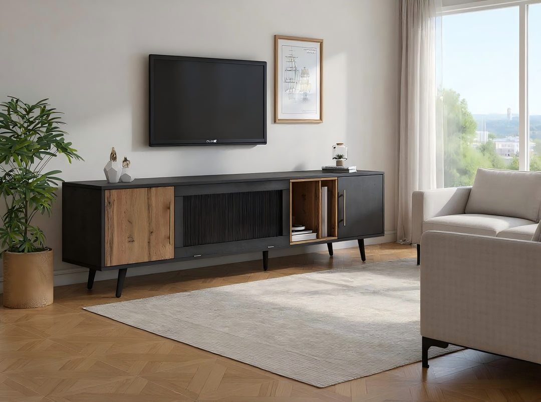 Modern elegant dark grey wooden TV stand Covuns UK