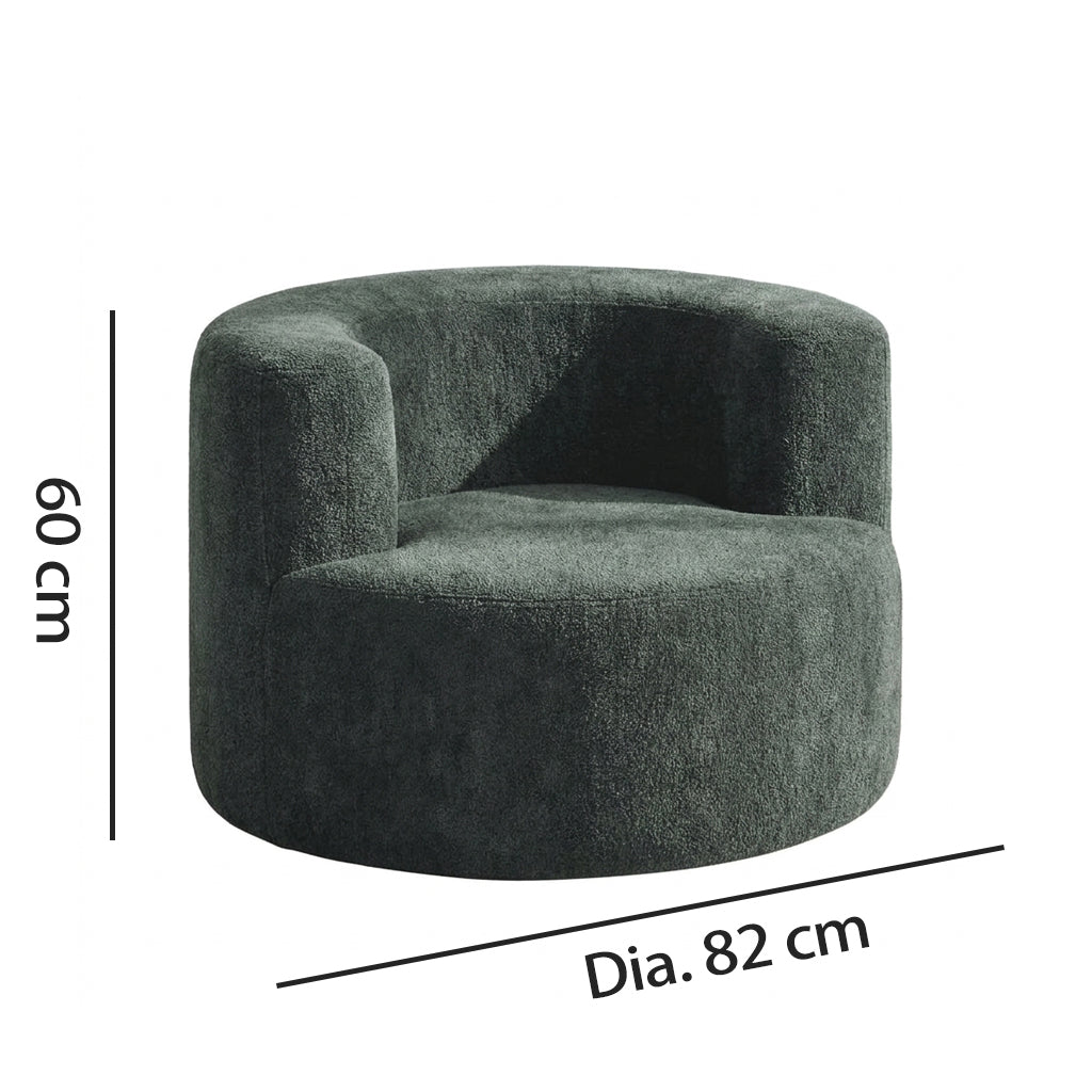 Single Green Velvet Accent Chair with Curved Back, Compact Lounge Chair ARROWSHELF