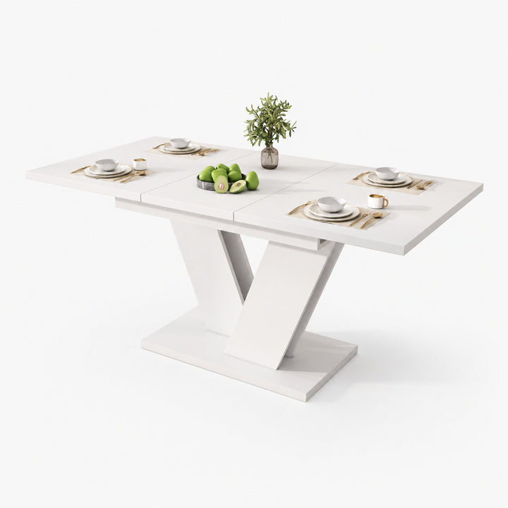 White Extendable Dining Table with V-Shaped Metal Legs 120–160x80cm WOODPLUS