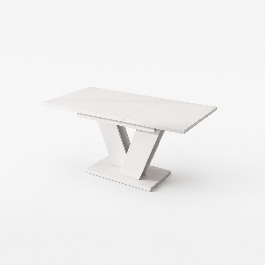White Extendable Dining Table with V-Shaped Metal Legs 120–160x80cm WOODPLUS