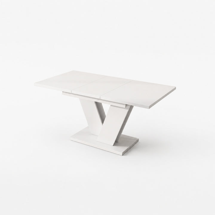 White Extendable Dining Table with V-Shaped Metal Legs 120–160x80cm WOODPLUS